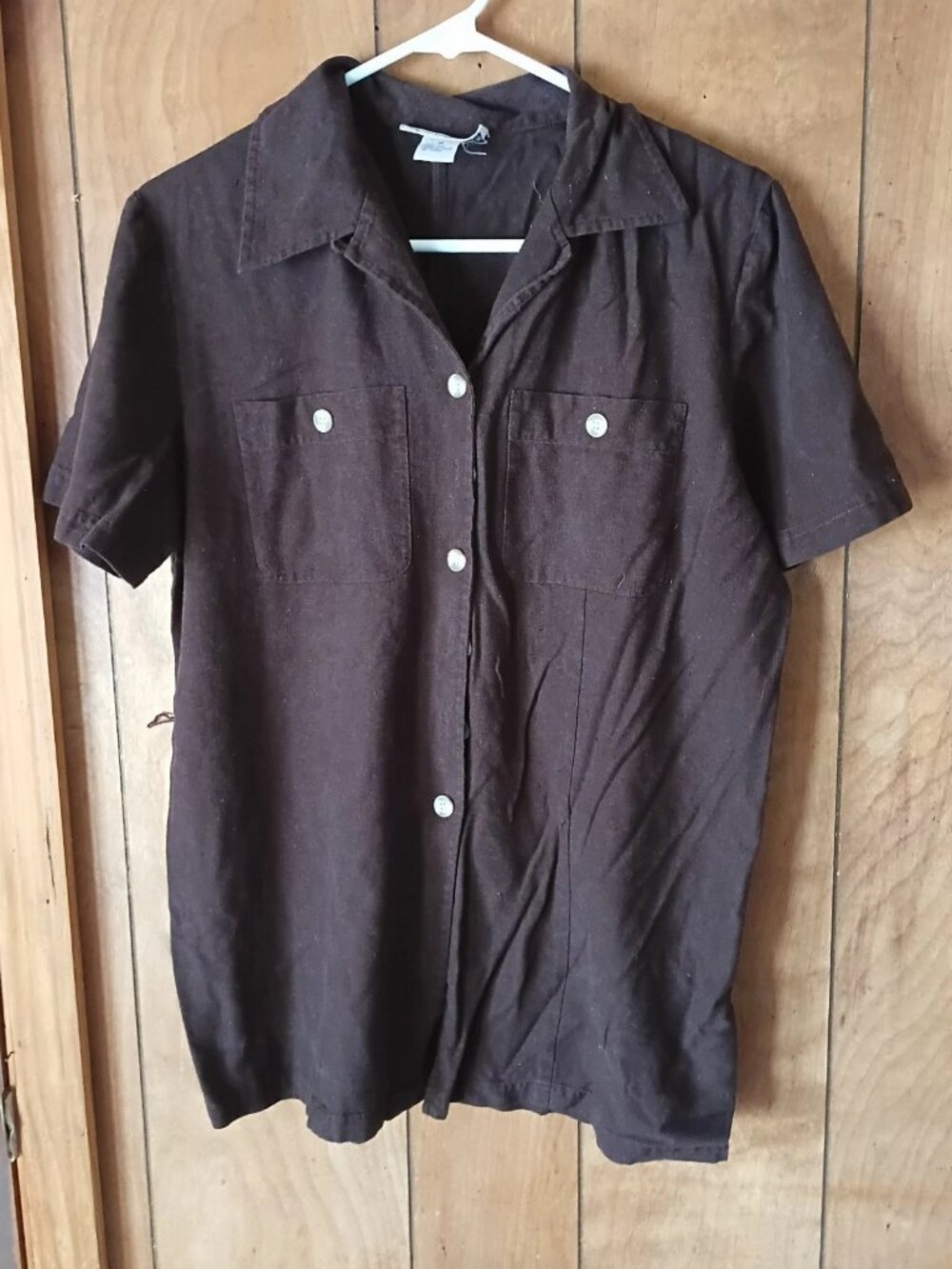 Anna and Frank 100% Silk Brown Button Front Blouse Shirt Women’s Size M